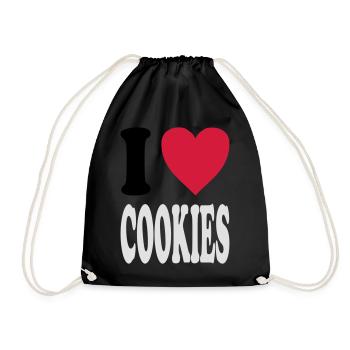 I love COOKIES (Farben anpassbar!) - Turnbeutel - Schwarz - Vorne