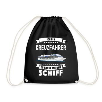Kreuzfahrer Kreuzfahrt Kreuzfahrtschiff Geschenk - Turnbeutel - Schwarz - Vorne
