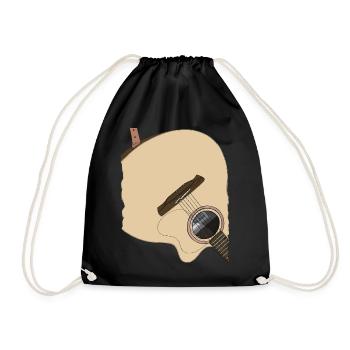 Guitar on his back - Drawstring Bag - black - Front