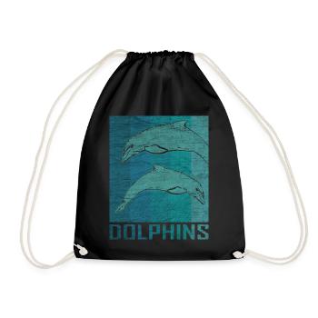 Dolphin dolphin marine animal sea gift - Drawstring Bag - black - Front