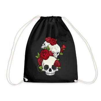 Skull Totenkopf Skelett Premium Bestseller Gothic - Turnbeutel - Schwarz - Vorne