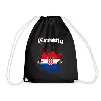 Kroatien Splatter Croatia - Turnbeutel - Schwarz - Vorne