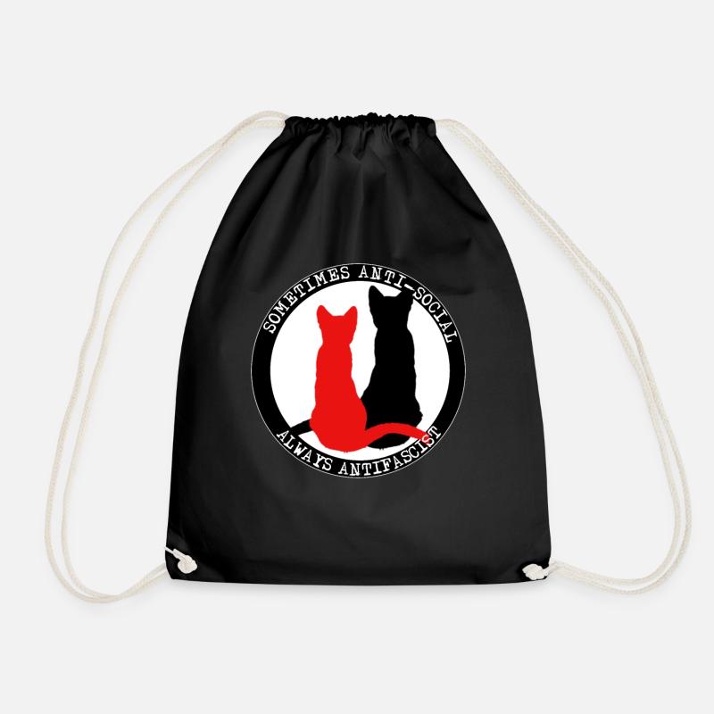 Antifa-Katzen - Turnbeutel - Schwarz