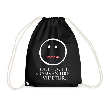 who is silent seems to agree latin knows - Drawstring Bag - black - Front