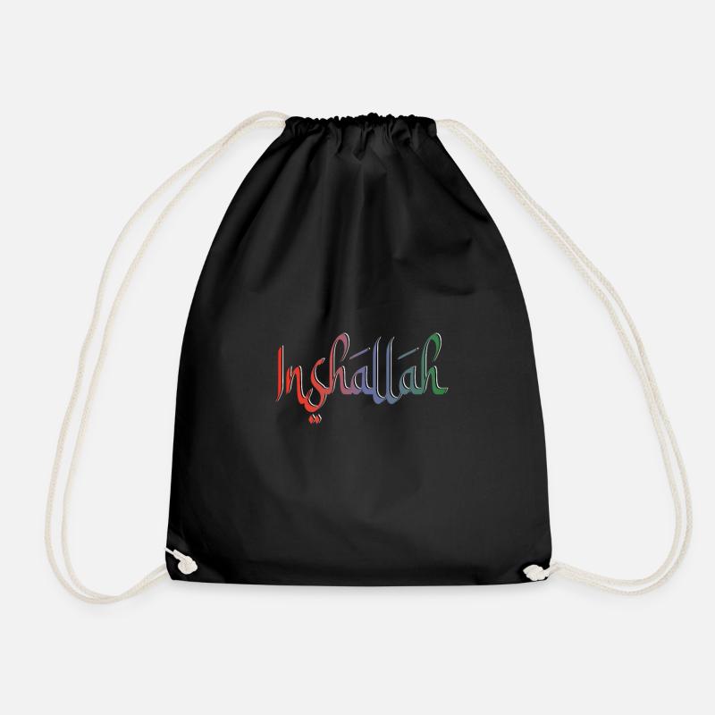 Inshallah so god willing - Drawstring Bag - black