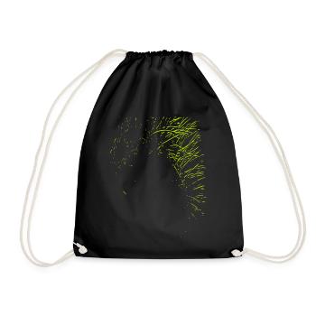 Abstract design / line / green / pattern / nature - Drawstring Bag - black - Front