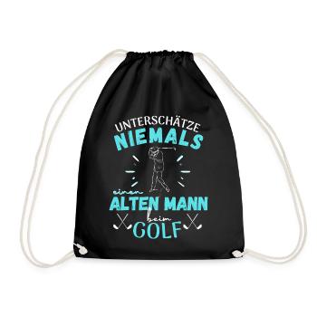UNTERSCHÄTZE NIEMALS EINEN ALTEN MANN BEIM GOLF! - Turnbeutel - Schwarz - Vorne