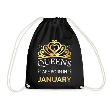 Queens Are Born In January I - Drawstring Bag - black - Front