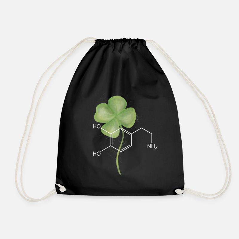 Structural formula Dopamine with clover leaf - Drawstring Bag - black