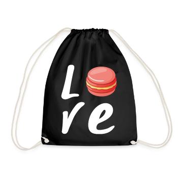 Love Erdbeer-Makron - Geschenk Küche - Turnbeutel - Schwarz - Vorne