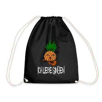 Ich liebe Singen / Musik / Sprüche / Ananas - Turnbeutel - Schwarz - Vorne