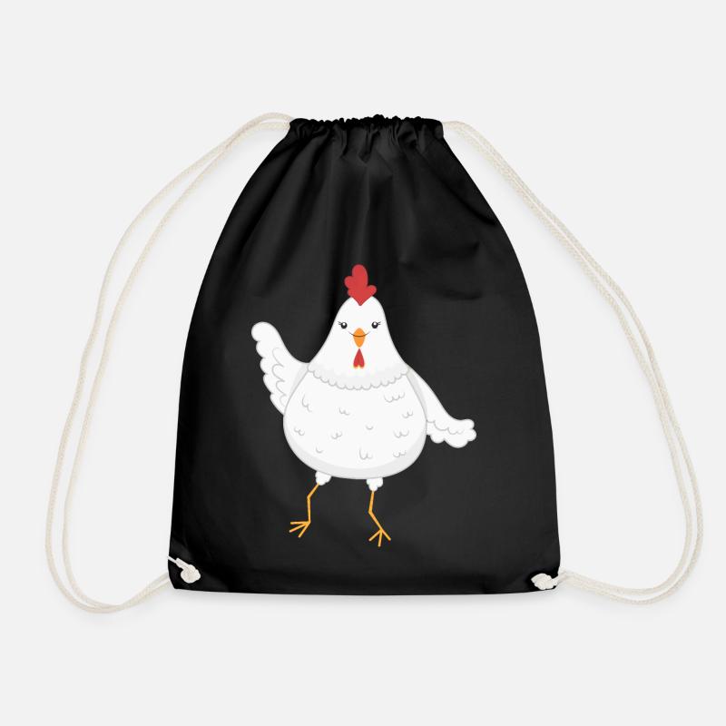 Chicken chickens - Drawstring Bag - black