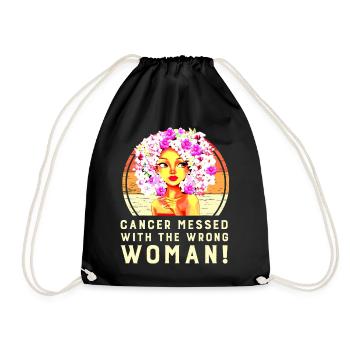 Woman defeats cancer disease - Drawstring Bag - black - Front