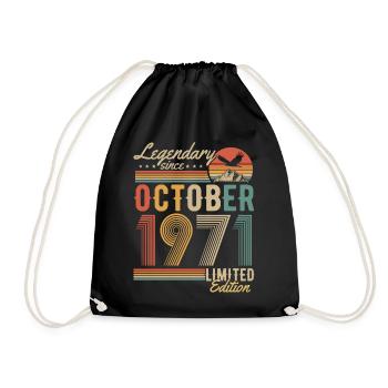 Oktober 1971 Jahrgang Vintage Geburtstag Retro - Turnbeutel - Schwarz - Vorne