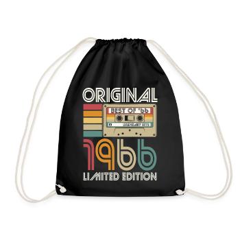 Born 1966 Original Retro Vintage Birthday - Drawstring Bag - black - Front