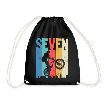 7 birthday 7 years Bmx children's birthday party - Drawstring Bag - black - Front