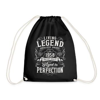 Born in 1958 Legend Vintage Birthday - Drawstring Bag - black - Front