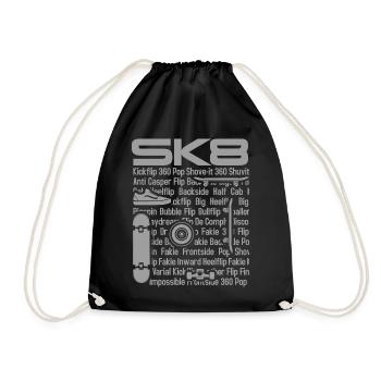 SK8 Schlittschuh - Turnbeutel - Schwarz - Vorne