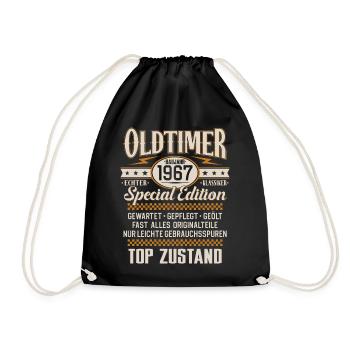 Oldtimer Baujahr Jahrgang 1967 Geburtstag Geschenk - Turnbeutel - Schwarz - Vorne