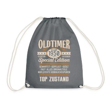 Oldtimer Baujahr Jahrgang 1950 Geburtstag Geschenk - Turnbeutel - Grau - Vorne