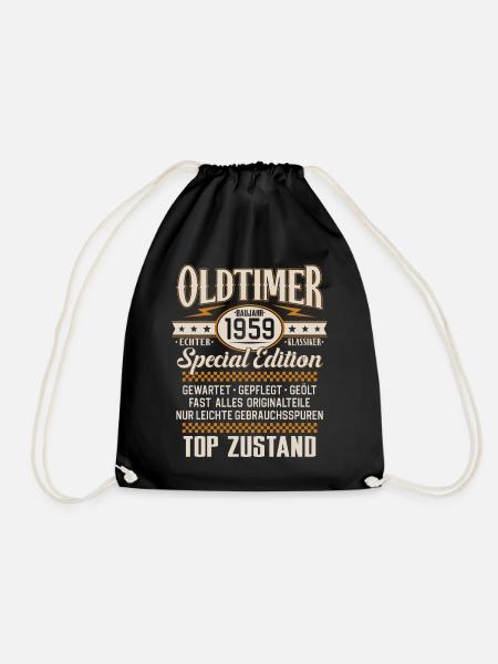 Oldtimer Baujahr Jahrgang 1959 Geburtstag Geschenk - Turnbeutel - Schwarz