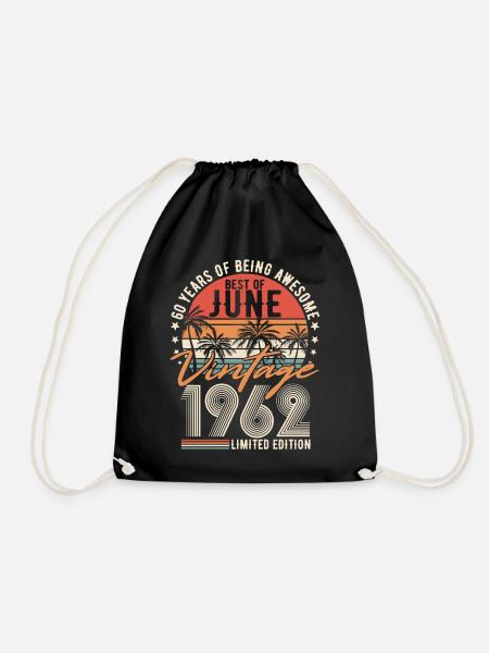 60 Geburtstag Juni 1962 Jahrgang Vintage Geschenk - Turnbeutel - Schwarz