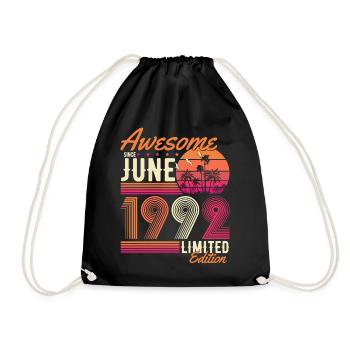 Juni 1992 Vintage Jahrgang Retro Geburtstag - Turnbeutel - Schwarz - Vorne