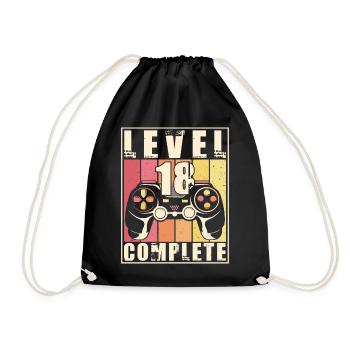 18. Geburtstag Level 18 Complete 18 Jahre Geschenk - Turnbeutel - Schwarz - Vorne