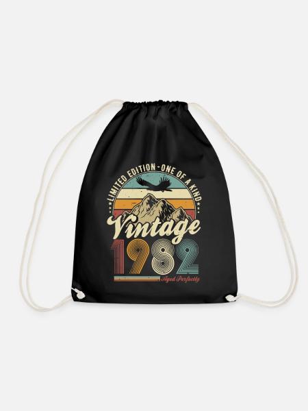 Vintage 1982 Jahrgang Geburtstag Retro Geschenk - Turnbeutel - Schwarz
