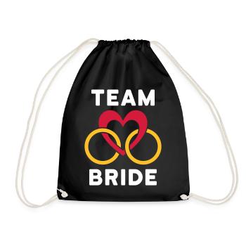Team bride (Herz, zwei Ringe) - Turnbeutel - Schwarz - Vorne