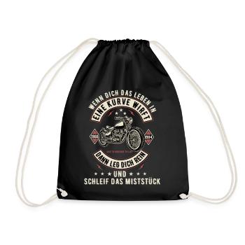 Motorrad Biker Motorradfahrer bike Rocker Rentner - Turnbeutel - Schwarz - Vorne