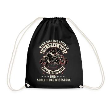 Motorrad Biker Motorradfahrer bike Rocker Rentner - Turnbeutel - Schwarz - Vorne