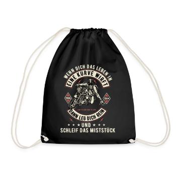 Motorrad Biker Motorradfahrer bike Rocker Rentner - Turnbeutel - Schwarz - Vorne