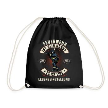 Feuerwehr Feuerwehrmann Freiwillige Feuerwehr 112 - Turnbeutel - Schwarz - Vorne
