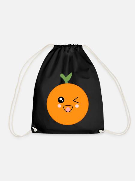 Orange Kawaii süßes Weihnachtsfruchtgeschenk - Turnbeutel - Schwarz