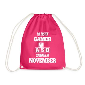 Game Gaming Geburtstag November Konsole Controller - Turnbeutel - Fuchsia - Vorne