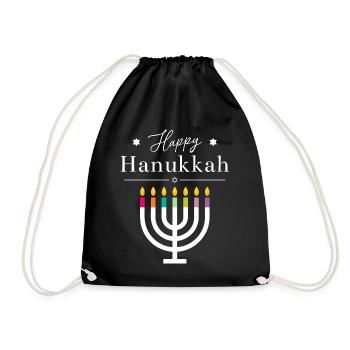 Happy Hanukkah Shirt | Menorah Lichterfest - Turnbeutel - Schwarz - Vorne