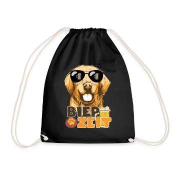 Golden Retriever Bierzeit Hund und Bier - Turnbeutel - Schwarz - Vorne