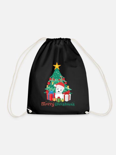 West Highland Christmas Dog Gift - Drawstring Bag - black