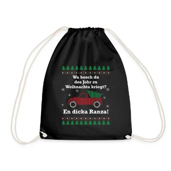 Wa hosch du des Johr zu Weihnachta kriegt? - Turnbeutel - Schwarz - Vorne