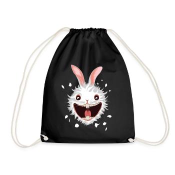 White Rabbit Head - Drawstring Bag - black - Front