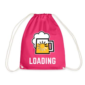 Bier Loading (Bier Wird Geladen / Negativ / |) - Turnbeutel - Fuchsia - Vorne