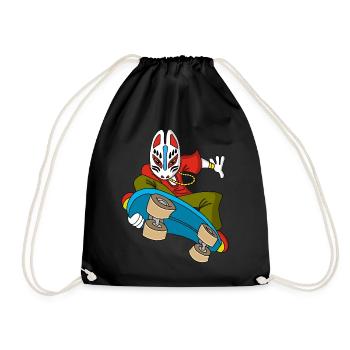 Renard étrange en skateboard - Sac de sport léger - noir - Devant