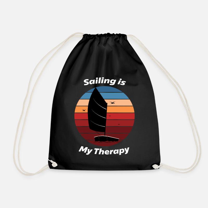 Sailing is my Therapy | Sailing T-Shirt Design - Turnbeutel - Schwarz