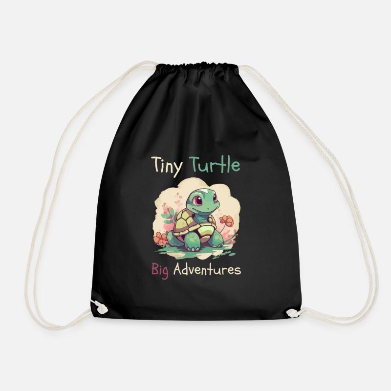 Tiny Turtle Abenteuer Design - Turnbeutel - Schwarz