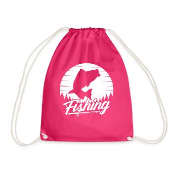 Anglers | Fishermen | Fishing Motif - Drawstring Bag - fuchsia - Front