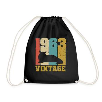 1963 Vintage Cat Maine Coon - Drawstring Bag - black - Front