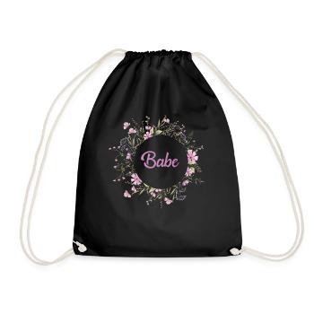 Babe Wildflower Wreath - Drawstring Bag - black - Front