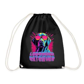 Labrador Retriever Wearing Sunglasses - Drawstring Bag - black - Front