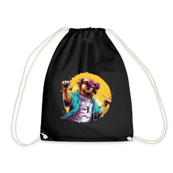 Dabbing dog with sunglasses - Turnbeutel - Schwarz - Vorne